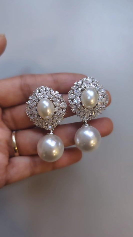Elena Diamond & Pearl Earrings
