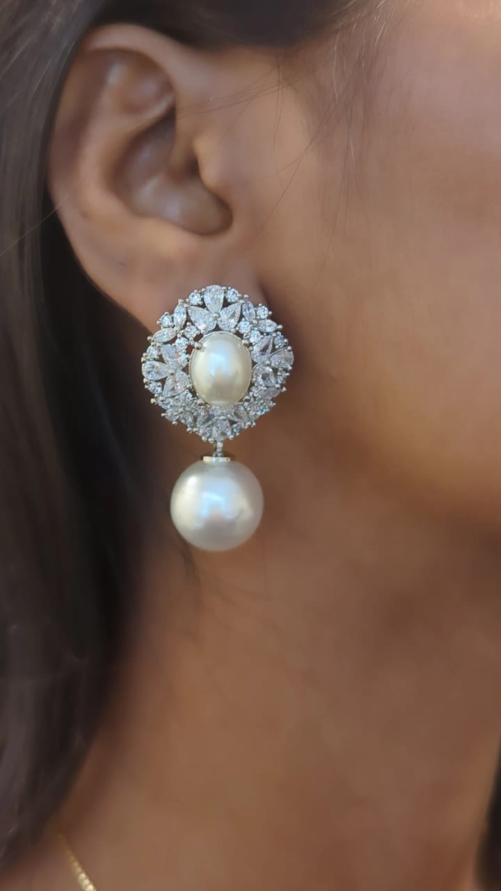 Elena Diamond & Pearl Earrings