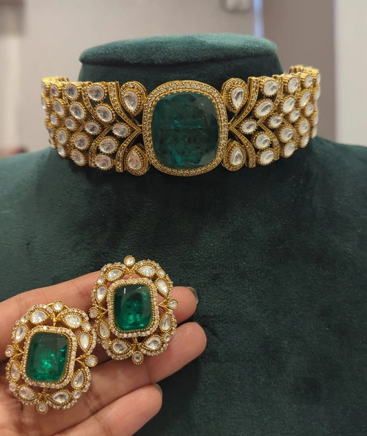 Emerald Doublet Polki Set