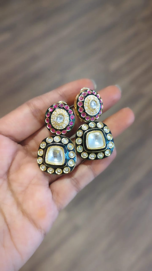 Ruby & Emerald Meena Polki Earrings