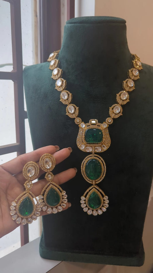 Varsha Emerald Jadau Set