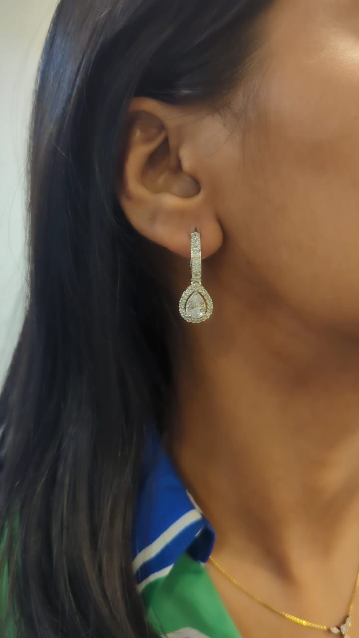 Sristhi Pear Diamond Hoops