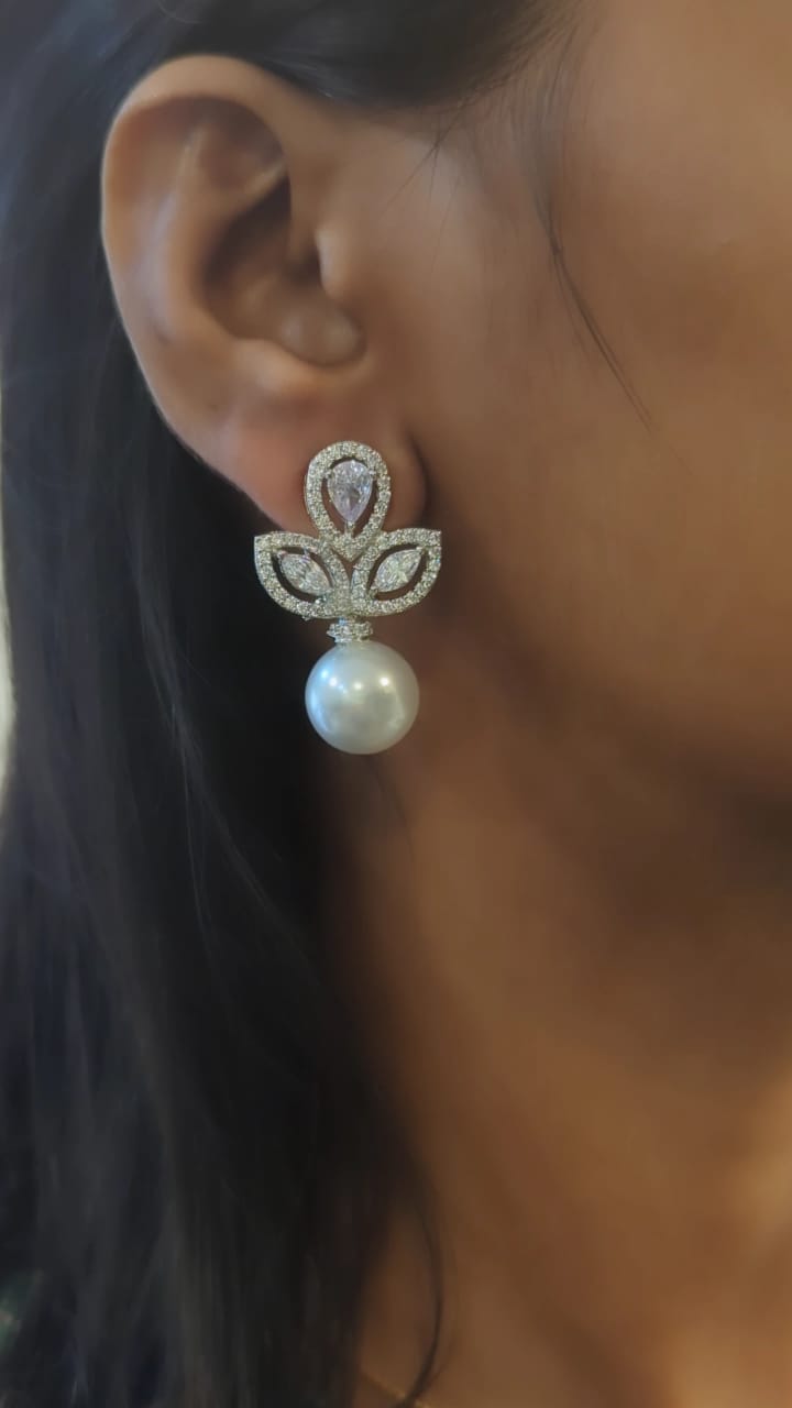 Tripti Diamond and Pearl Earrings