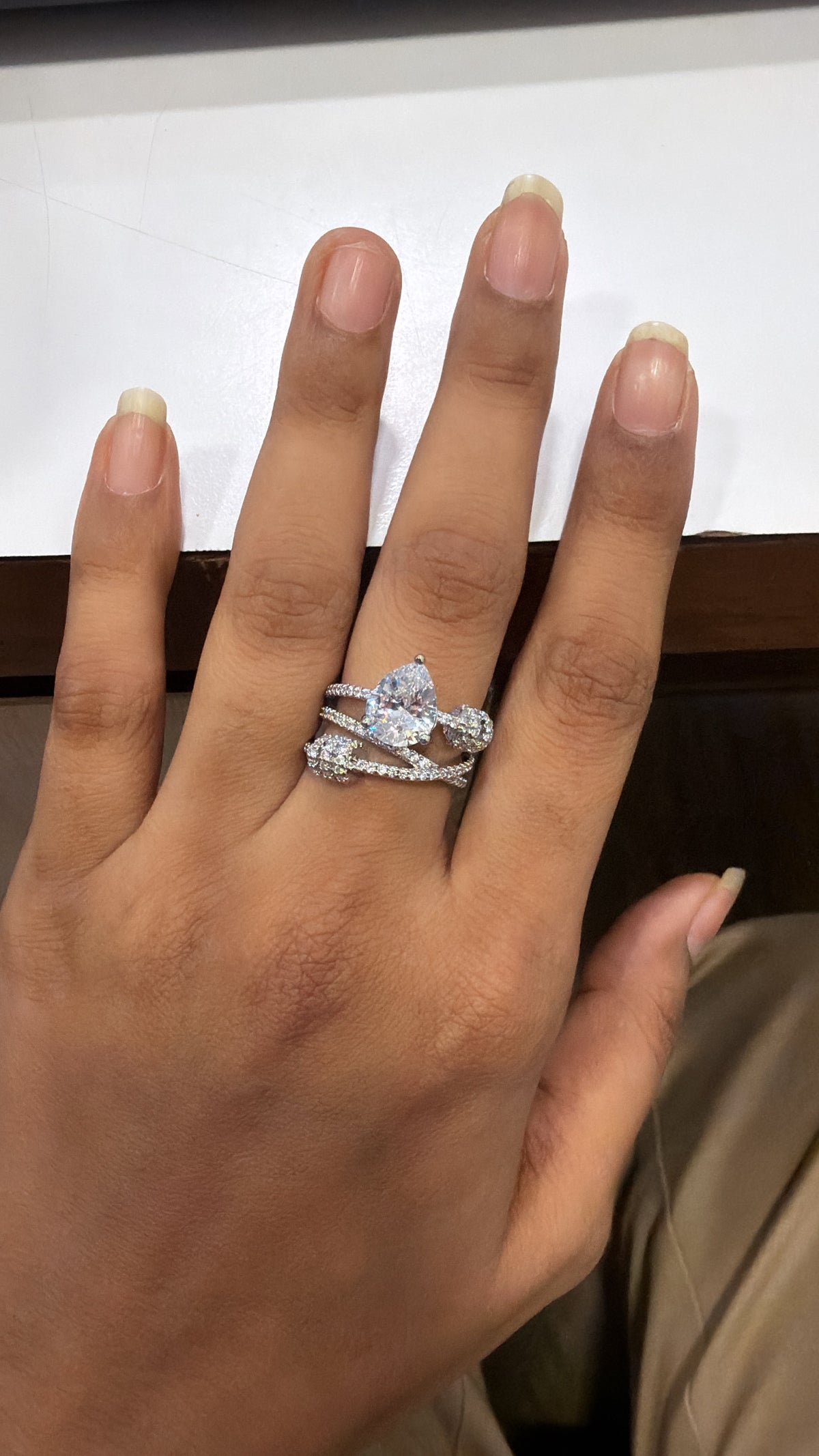 Pear Shaped Diamond Ring