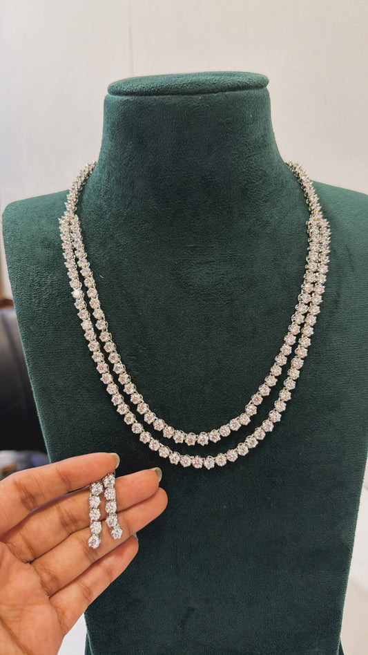 Double Line Solitaire Necklace Set