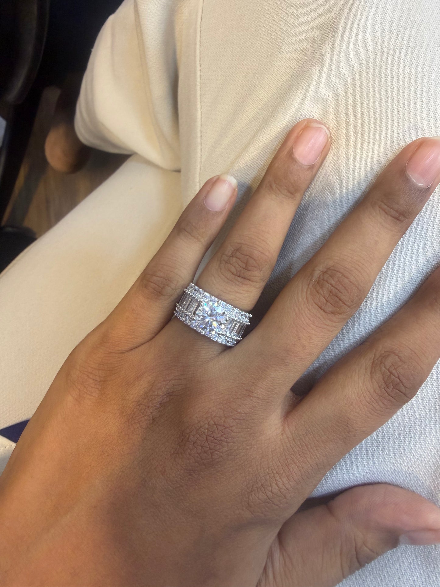 Devi 3 ct Solitaire Ring with Baguette Setting