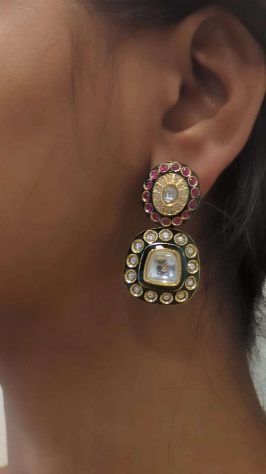 Ruby & Emerald Meena Polki Earrings